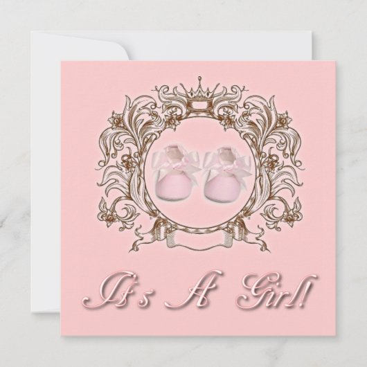 Invitation Princess Pink Chaussures fille Baby shower Invitat (Devant)