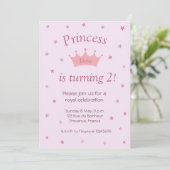 Invitation Princess Pink Crown Tiara Stars Enfants Bébé Anniv (Debout devant)