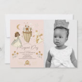 Invitation Princess Pink Fairytale Dark Skin 1er anniversaire (Devant)