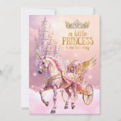 Invitation Princess Pink gold Baby Shower Carriage (Devant)