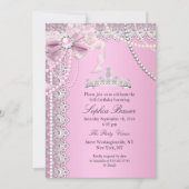 Invitation Princess Pink Pearl Bow Lace Anniversaire A (Devant)