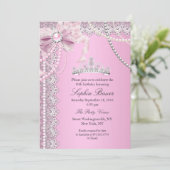 Invitation Princess Pink Pearl Bow Lace Anniversaire A (Debout devant)