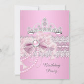 Invitation Princess Pink Pearl Bow Lace Anniversaire A (Dos)