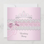 Invitation Princess Pink Pearl Bow Lace Anniversaire B (Dos)