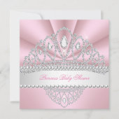 Invitation Princess Pink Pearls Diamond Tiara Baby shower (Devant)