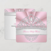 Invitation Princess Pink Pearls Diamond Tiara Baby shower (Devant / Derrière)