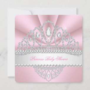 Invitation Princess Pink Pearls Diamond Tiara Baby shower