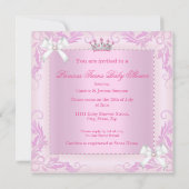 Invitation Princess Pink Pearls Twin Baby shower Tiara BR (Dos)