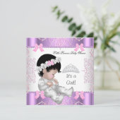 Invitation Princess Pink Purple Grey Baby shower mignonne fil (Debout devant)