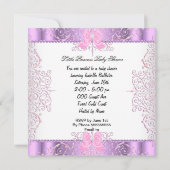 Invitation Princess Pink Purple Grey Baby shower mignonne fil (Dos)