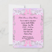 Invitation Princess Pink Purple Grey Baby shower mignonne fil (Dos)