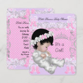 Invitation Princess Pink Purple Grey Baby shower mignonne fil (Devant / Derrière)