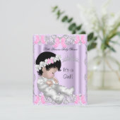 Invitation Princess Pink Purple Grey Baby shower mignonne fil (Debout devant)
