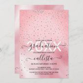 Invitation Princess Pink Silver Parties scintillant Confetti  (Devant / Derrière)