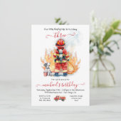 Invitation Princess pompier fête d'anniversaire (Debout devant)