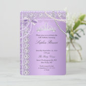 Invitation Princess Purple Pearl Bow Lace Anniversaire (Debout devant)