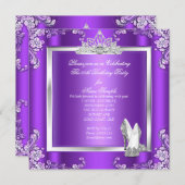 Invitation Princess Purple Silver High Heures Anniversaire (Devant / Derrière)