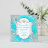Invitation Princess Quinceanera Aqua Turquoise Winter Wonderl (Debout devant)