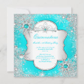 Invitation Princess Quinceanera Aqua Turquoise Winter Wonderl (Devant)