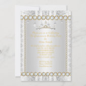 Invitation Princess Quinceanera Diamond Lace Or Argent (Dos)
