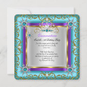 Invitation Princess Quinceanera Elite Gold Silver Turquoise v (Devant)