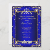 Invitation Princess Quinceanera Elite Royal Blue Gold Sparkle (Dos)