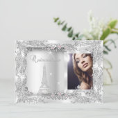 Invitation Princess Quinceanera Silver Photo Party (Debout devant)