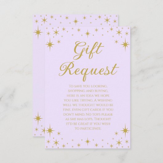 Invitation Princess Royal Birthday Gift Request Card (Devant / Derrière)