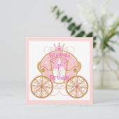 Invitation Princess Royal Carriage Pink & Gold fête d'anniver (Debout devant)