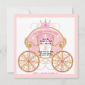 Invitation Princess Royal Carriage Pink & Gold fête d'anniver (Dos)