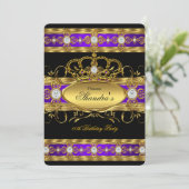 Invitation Princess Royal Purple Gold Diamond Queen Crown (Debout devant)