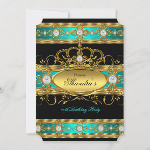 Invitation Princess Royal Turquoise Gold Diamond Queen Crown