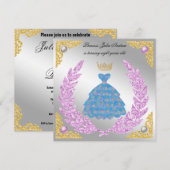 Invitation Princess Silver & Gold White Pearl Crown Anniversa (Devant / Derrière)