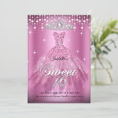 Invitation Princess Sweet 16 Anniversaire Rosée Tiara (Debout devant)
