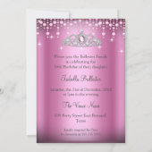 Invitation Princess Sweet 16 Anniversaire Rosée Tiara (Dos)