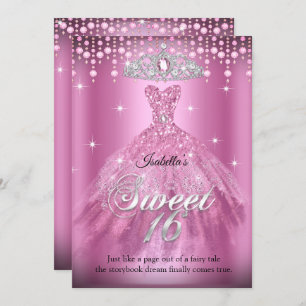 Invitation Princess Sweet 16 Anniversaire Rosée Tiara