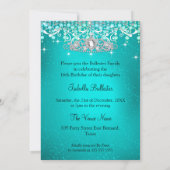 Invitation Princess Sweet 16 Anniversaire Turquoise Aqua Robe (Dos)