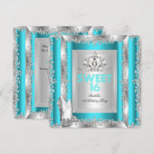 Invitation Princess Sweet 16 Chaussures Turquoise Blue Aqua S (Devant / Derrière)