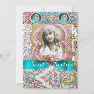 INVITATION PRINCESS SWEET 16 FÊTE D'ANNIVERSAIRE, JEUX FLORAU