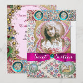 INVITATION PRINCESS SWEET 16 FÊTE D'ANNIVERSAIRE, JEUX FLORAU (Devant / Derrière)