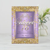 Invitation Princess Sweet 16 Gold Lavender Purple Party (Debout devant)