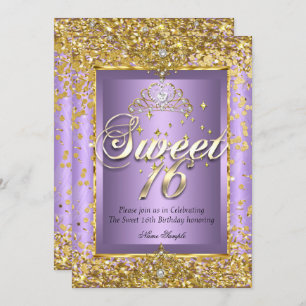 Invitation Princess Sweet 16 Gold Lavender Purple Party