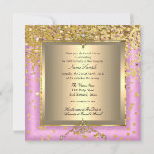 Invitation Princess Sweet 16 Gold Rose fête d'anniversaire (Dos)
