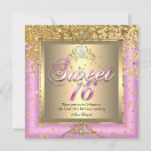 Invitation Princess Sweet 16 Gold Rose fête d'anniversaire (Devant)
