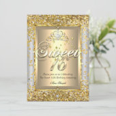 Invitation Princess Sweet 16 Gold Silver Grey Party (Debout devant)