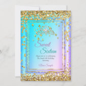 Invitation Princess Sweet 16 Gold Turquoise Purple Party (Devant)