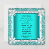 Invitation Princess Sweet 16 Parties scintillant Bleu Turquoi (Dos)