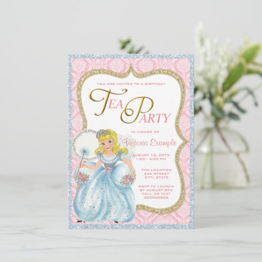 Invitation Princess Tea Party (Debout devant)