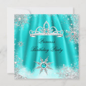 Invitation Princess Tiara Turquoise Blue Snowflake fête d'ann (Devant)