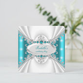 Invitation Princess Turquoise Blue Pearls Fête d'anniversaire (Debout devant)
